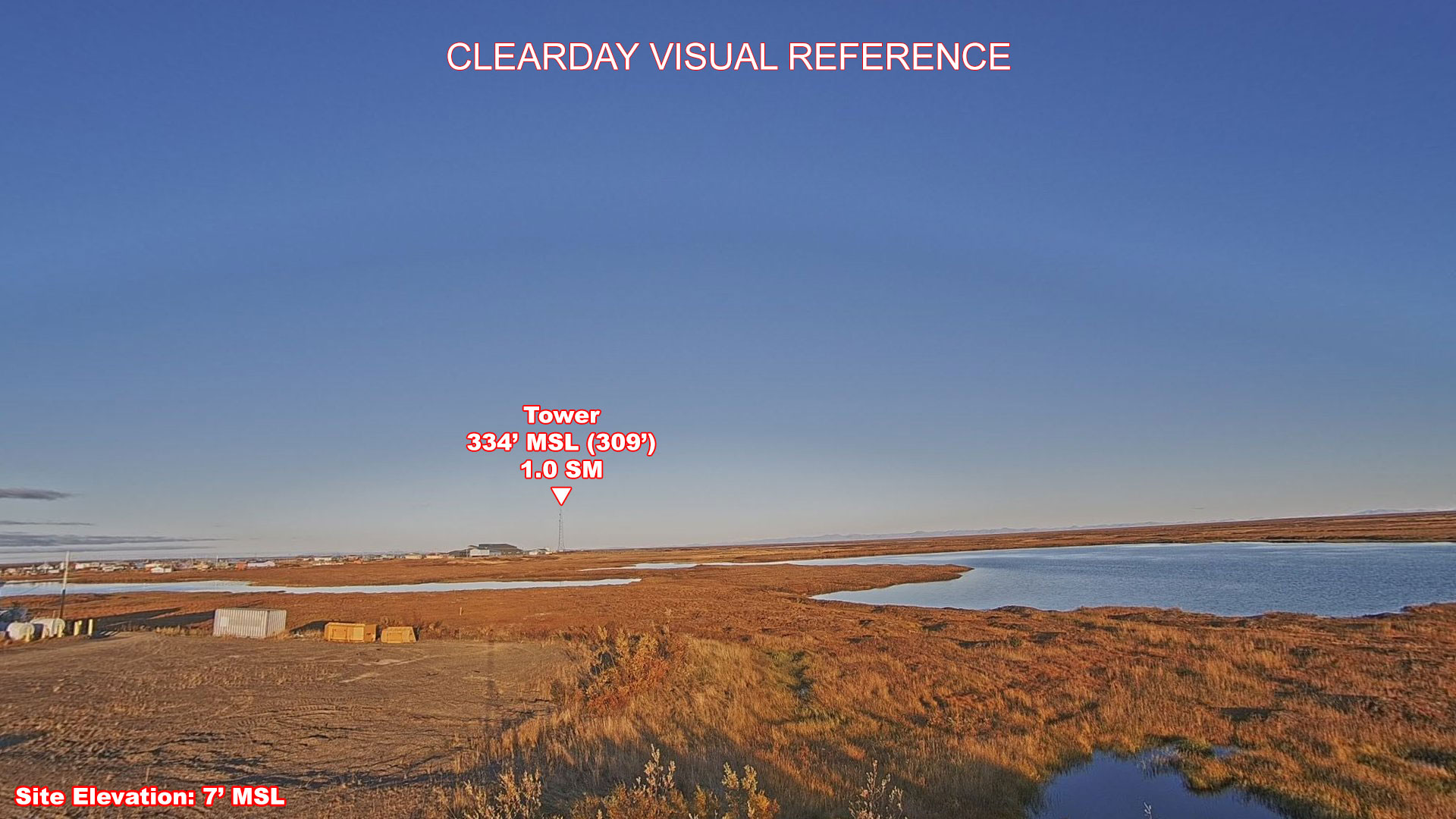 Eek, East view on a clear day