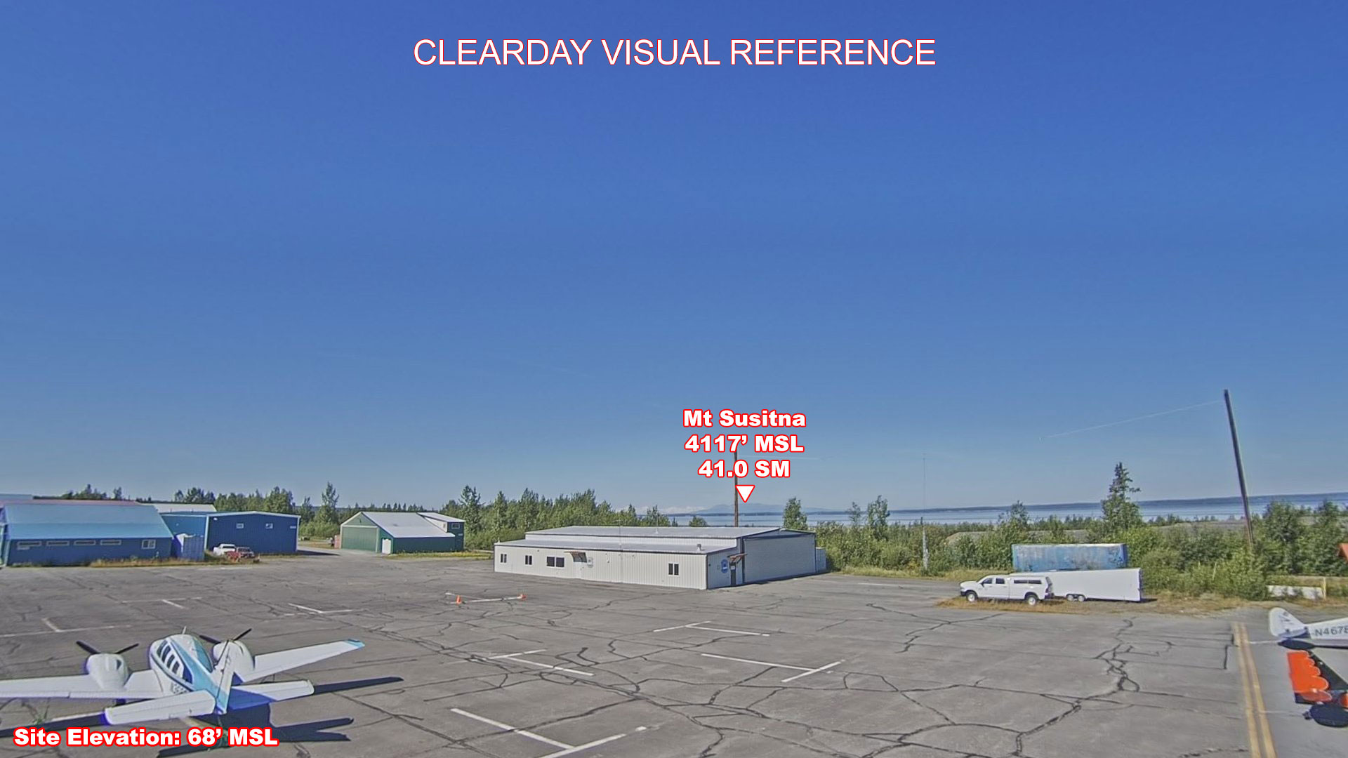 Birchwood, West view on a clear day