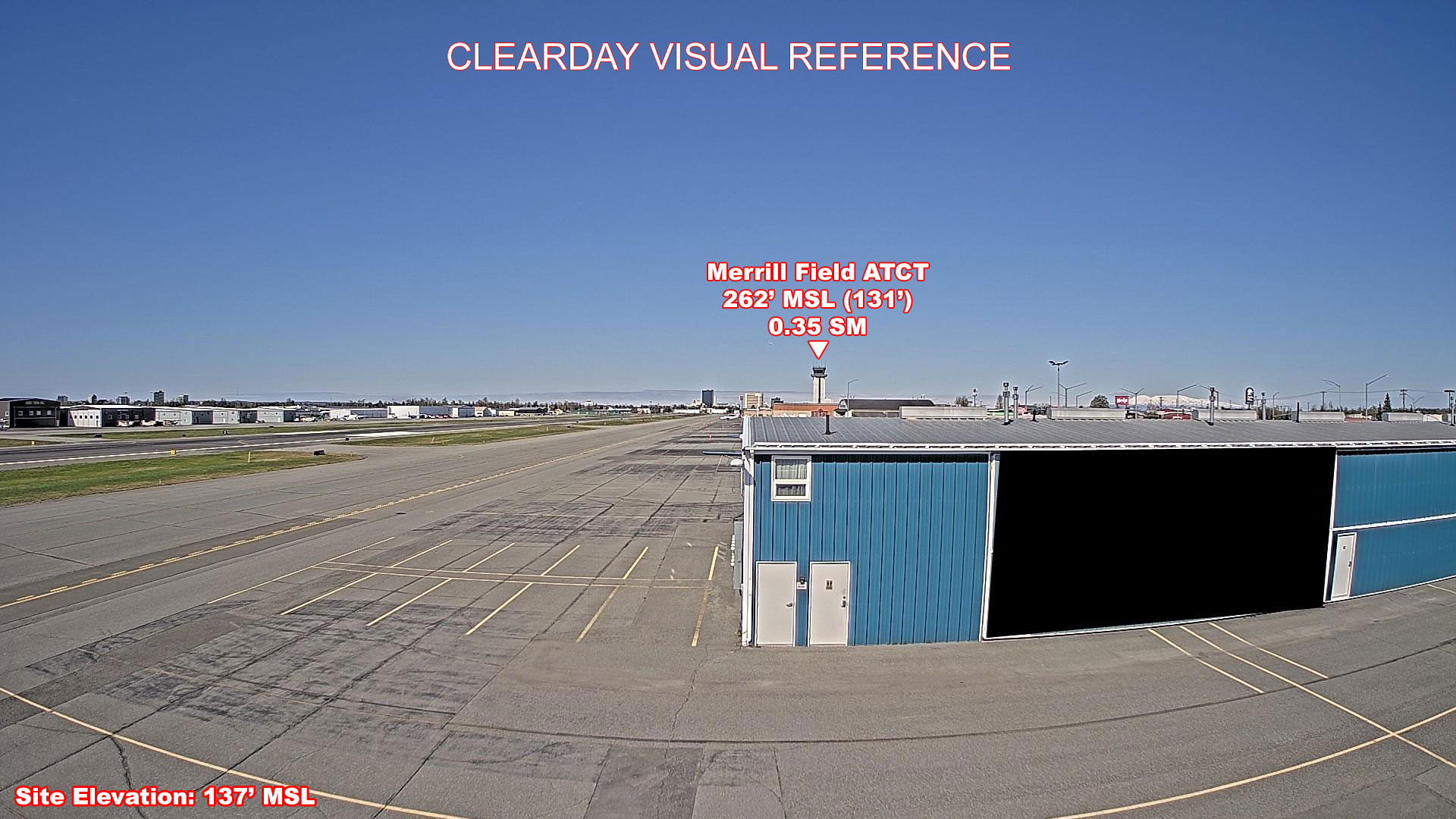 Merrill Field, West view on a clear day
